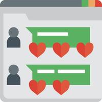 A green and red heart icon with a message bubble vector