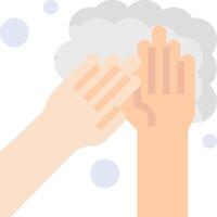 Two hands are washing each other with soap vector
