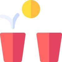 Two cups with a yellow sun in one and a red one in the other vector