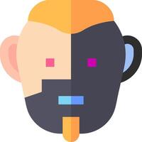 A cartoon man with a beard and a blue and pink beard vector