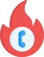 A phone call icon with a flame in the middle vector