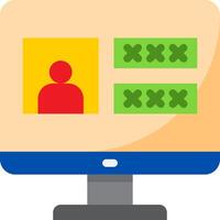 A computer screen with a person and a cross vector