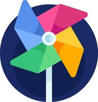 A pinwheel with colorful blades on it vector