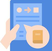 A hand holding a tablet with a book in it vector