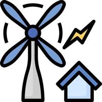 A house with a wind turbine and a house with a lightning bolt vector