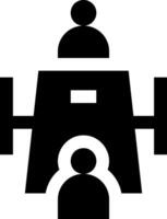 A black and white icon of a person standing next to a machine vector