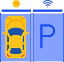 A car is parked in a parking spot with a wifi symbol vector