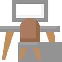 A chair and a desk with a computer monitor vector