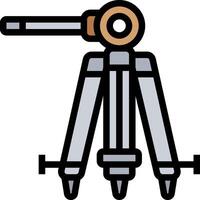A drawing of a tripod with a camera on it vector
