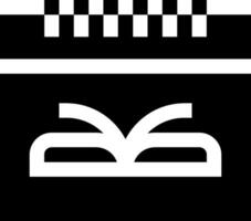 A black and white icon of a book with a checkered border vector