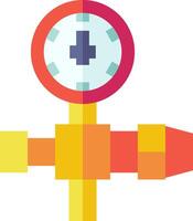 A yellow and orange valve with a cross on it vector