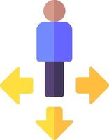 A person is surrounded by arrows and arrows vector