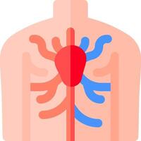 The heart is shown in a flat icon vector