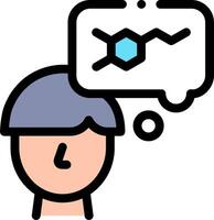 A man with a thought bubble with a molecule vector