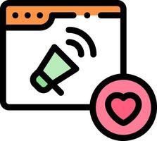 A heart icon with a megaphone and a web page vector