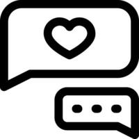 A black and white image of two speech bubbles with a heart vector