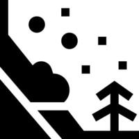 A black and white image of a mountain with a tree and a snowman vector