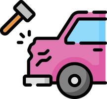 A pink van with a hammer and a hammer vector