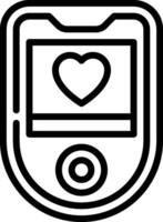 A black and white image of a cell phone with a heart vector