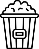 A black and white icon of popcorn in a bucket vector