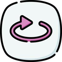 A pink arrow pointing to a button vector
