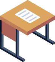 An illustration of a desk with a paper on it vector
