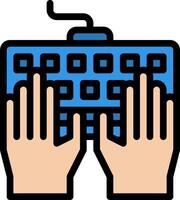 Hands holding a keyboard icon vector
