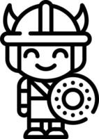 A cartoon character holding a shield and a doughnut vector