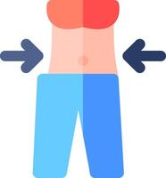 A woman's stomach is shown with two arrows pointing to the right vector