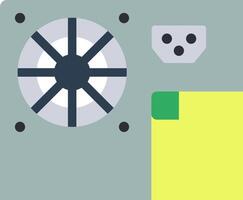 A computer with a fan and a yellow sticker vector