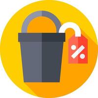 A flat icon of a bucket with a price tag vector