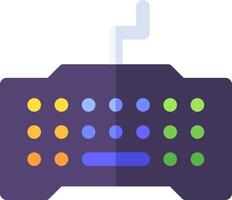 A purple computer keyboard with colorful buttons vector