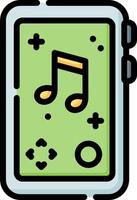 A green mp3 player with music notes vector