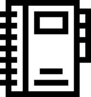 A black and white icon of a notebook vector