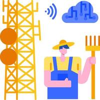 A man with a pitchfork and a cell tower vector