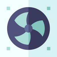 A flat icon of a fan on a blue background vector