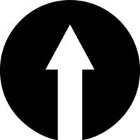 A black and white arrow pointing up in a circle vector