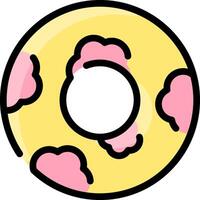 A donut with pink and yellow sprinkles on it vector