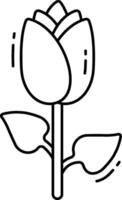 A black and white outline of a flower vector