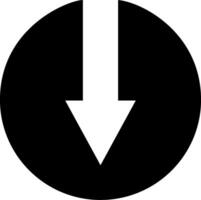 An arrow pointing down in a black circle vector