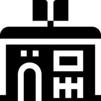 A black and white image of a building with a gift vector