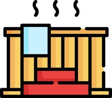A wooden box with a red flag on top vector
