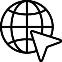 A black and white globe with a mouse cursor vector