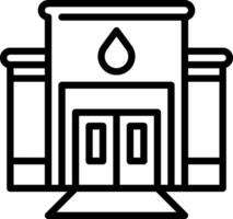 A black and white drawing of a building with a door vector