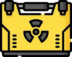 A yellow suitcase with a radioactive symbol on it vector