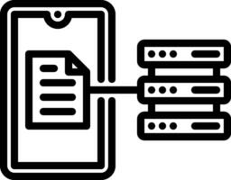 A black and white image of a phone with a file on it vector