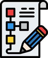 A pencil and paper with a diagram on it vector