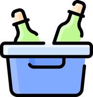 A blue bucket with two bottles in it vector
