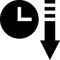 A black and white clock and arrow icon vector