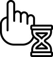 A hand pointing at a clock and a hand pointing at a hand vector